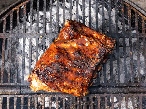 Heritage Pork Spare Ribs on the grill