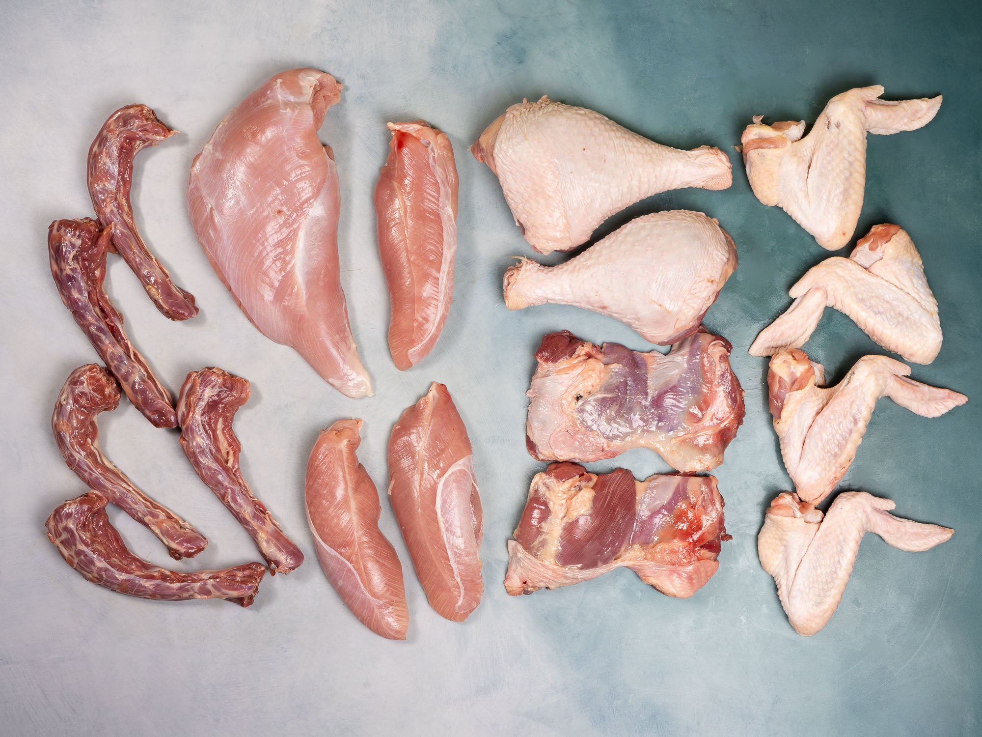 Heritage Turkey Necks, Breast, Tenders, Drumsticks, Thighs, and Wings