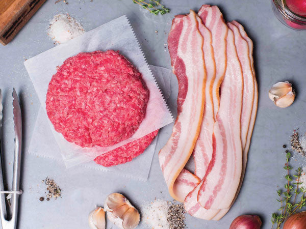 heritage bacon and wagyu burger patties