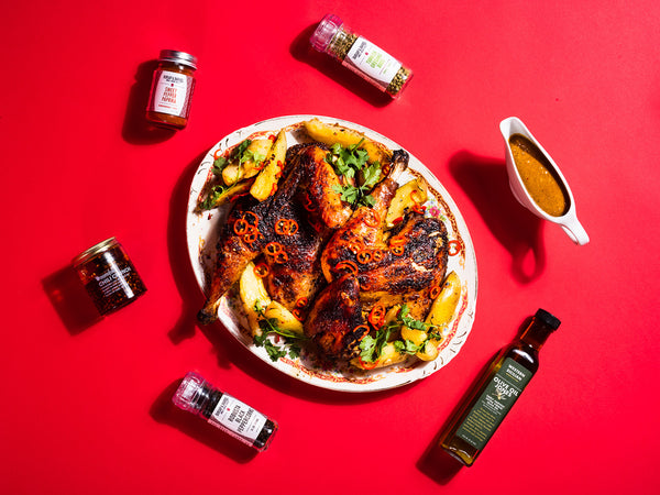 Peri Peri Chicken with Spices, Herbs, and Sauces