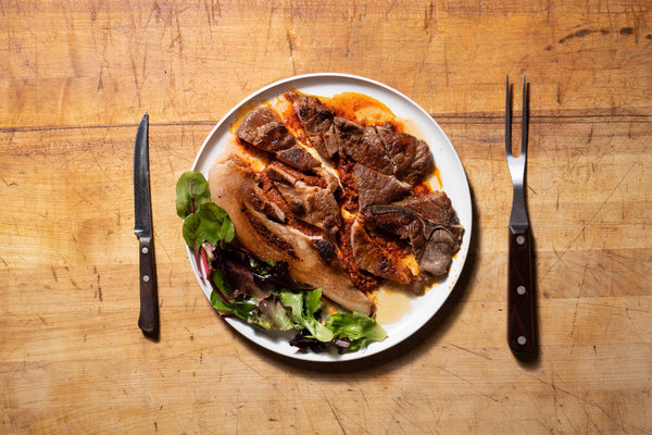 Brined Boston Butt Shoulder Steaks with 'Nduja and Honey