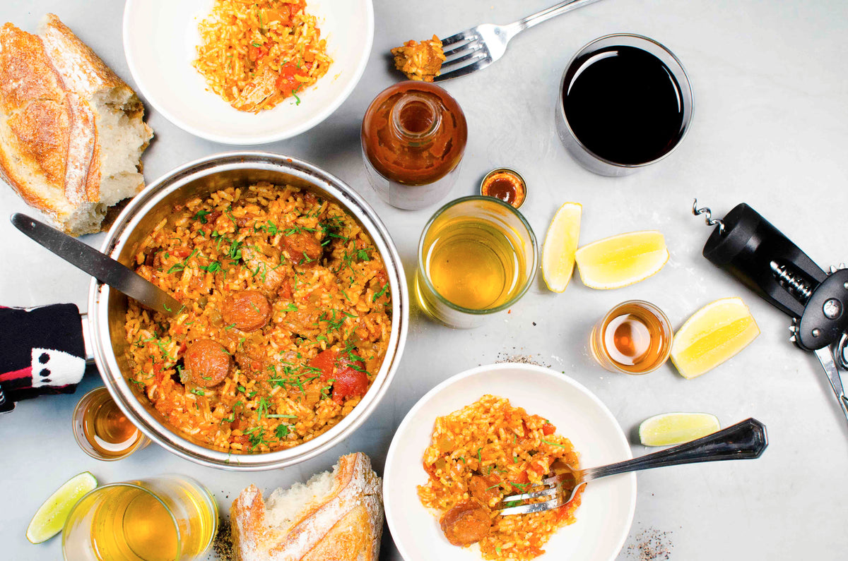 A Mardi Gras Favorite Jambalaya featuring Heritage Pork Andouille and