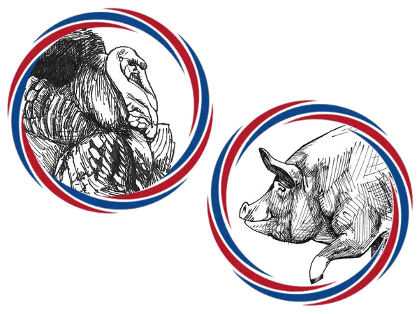 1776 Pork & Poultry Package images of a pig and a turkey