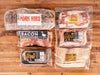 A selection of bacon, ribs, and long aged ham all smoked traditionally over hard wood | Heritage Foods