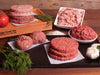 Ground heritage breed pork, turkey, lamb, hogget, mutton, and wagyu beef